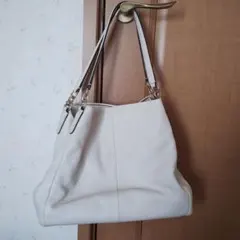 美品！！COACH ホワイトレザーショルダーバッグ トートバッグ