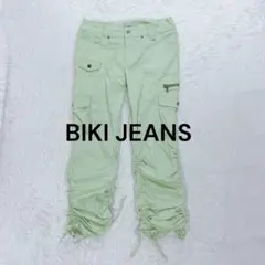 ビキ♡BIKI 裾ドロストカーゴパンツ ワークパンツ L ミント色 シャリ感♪