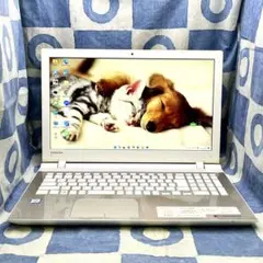快速SSD256G☆お洒落ゴールドノートパソコン♡ブルーレイ&カメラ！Win11
