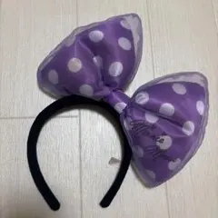 ディズニー　リボンカチューシャ紫
