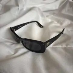 CHANEL シャネル サングラス アンティーク レトロ ゴールドカメリア 黒 