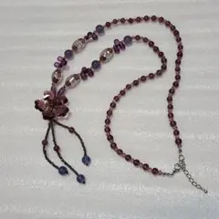 【ヴィンテージ】ビーズフラワー　クリスタルネックレス　可愛いネックレス