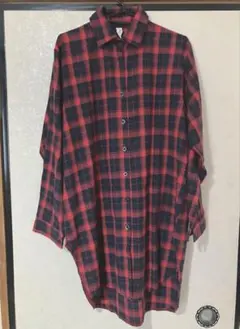 JUNOAH ロングシャツ　M〜L 赤×黒