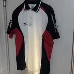 ミズノ MIZUNO スポーツポロシャツ 吸汗速乾 ゲームシャツ 白×黒×赤
