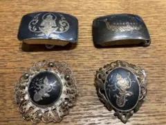 SIAM STERLING　純銀？　バックル2点、ブローチ2点