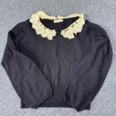 earth music&ecology 黒 レースカラー セーター M