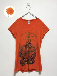 Ed Hardyエドハーディー ラインストーン スカル Tシャツ Y2Kグランジ
