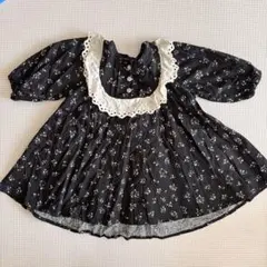 ベビー ワンピース 小花柄 レース襟 綿100% 90サイズ