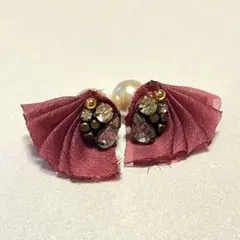 ピアス リボン ビジュー パール 新品未使用