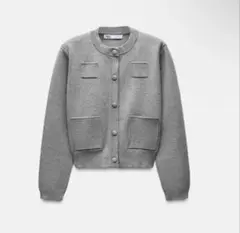 ぐ*み様 ZARA プレーンニットジャケット パデッドショルダー カーディガン