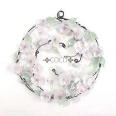 ワイヤークラフト桜のフラワーリースハンドメイド