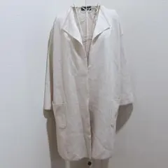 【UNTITLED】アンタイトル ガウンコート ヘリンボーン柄 アイボリー