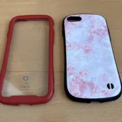 iPhoneSE ケースセット レッド.ピンク