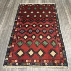 152x96cmトライバルラグ手織り絨毯ヴィンテージ ラグ