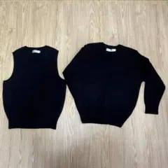 紺色のVネックベスト120とセーター110セット