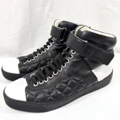 【正規品】CHANEL ココマーク キルティング ハイカットスニーカー 37のサムネイル