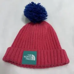 ノースフェイス キッズ ニット帽 ピンク ボンボン ビーニー 子供 美品