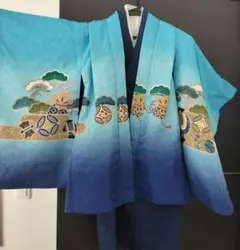 七五三 男児 羽織袴セット 青 グラデーション 宝船 京越のサムネイル