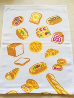 パン柄 フェイスタオル ガーゼ パイル
