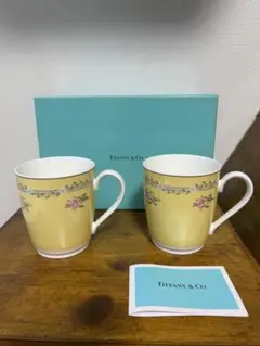 Tiffany & Co. 花柄イエローマグカップ 2個セット