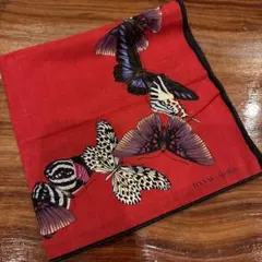 HANAE MORI ハンカチ 蝶々柄 レッド
