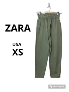 ZARA チノパン　グリーン　USA XS レディース　ウエストゴム
