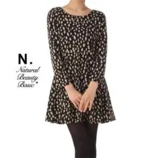新品N.NaturalBeautyBasicチーター柄ワンピース★黒レオパードM