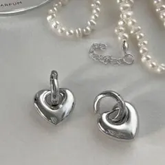 ゴールド　ハートフープピアス　韓国　高見え　スタイリッシュデザイン　S925