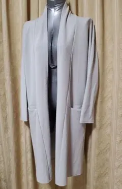 No.902グレー ロング　オープン　カーディガン　M