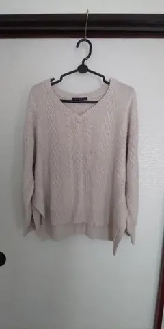 イング 長袖 ニット セーター ベージュ M INGNI Mサイズ Vネック