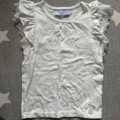 タルティーヌエショコラ フリル袖 Tシャツ ホワイト　白　110