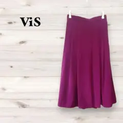 ビス【S】フレアガウチョ ワイドパンツ ゴム ゆったり スカート風 エレガント