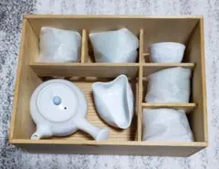 未使用 有田焼 御茶器 磁器 雅峰作 急須 湯冷まし 湯呑み5客セット 箱付