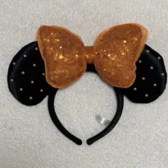 ディズニー ミニー ハロウィン カチューシャ　黒×オレンジ