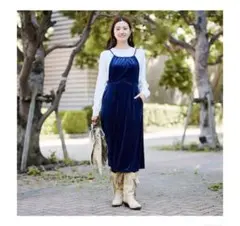 workman ベロアワンピース　ブルー　青　スカート