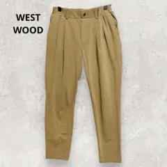 WESTWOOD タックテーパードパンツ S カーキベージュ 美脚 ストレッチ◎