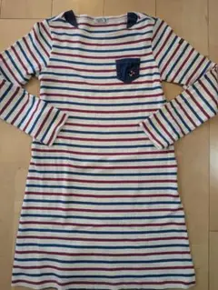 ♡ミキハウスDOUBLEB♡トライプ柄長袖ワンピース♡140♡定価10000円♡