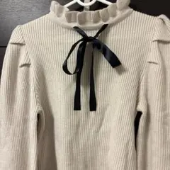 GRLフリルネックパフスリーブニット