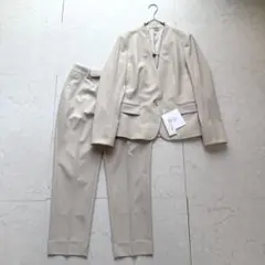 新品 スーツスクエア セットアップ ノーカラージャケット パンツ 40 カーキ
