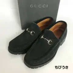 GUCCI グッチ ホースビットローファー ブラック スウェード レディース
