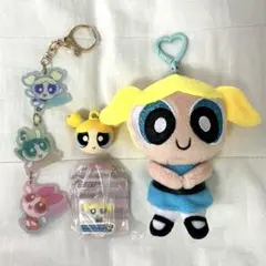 パワーパフガールズ　バブルス　ぬいぐるみキーリング　ラメ　ガチャ　キーホルダー