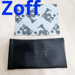Zoff 眼鏡ケース　ソフトケース　犬柄眼鏡拭きセット ブラック