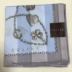 CELINE 新品 プリントハンカチ チェーン柄 マカダム ハート クローバー