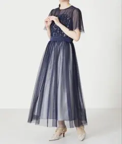 MISCH MASCH チュールシフォンワンピース　ネイビー Mサイズのサムネイル
