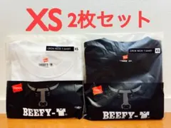【XSサイズ】ヘインズ ビーフィー 半袖Tシャツ 白黒2枚 2色 アソート x