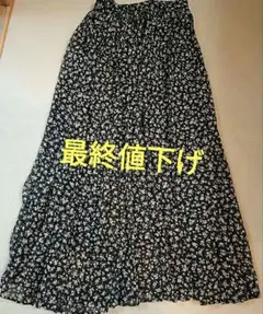 GLOBAL WORK フレアスカート M ブラック系花柄