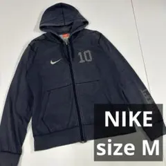 NIKE パーカー　ジップアップ　古着　ナス紺　フェード　ネイビー　M