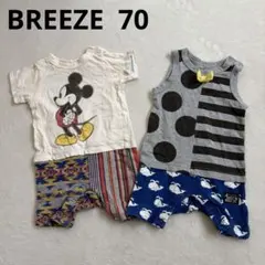 2枚セット/ブリーズ/ディズニー/半袖/ロンパース/カバーオール/ミッキー/70
