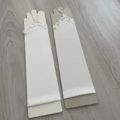 ホワイト サテン ウェディンググローブ