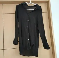 シアーシャツ シースルーシャツ ブラック 長袖シャツ 羽織り